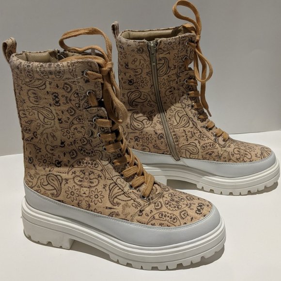 LAST DAY Free People Paisley Canvas Lace-up Hiker Design Boots NWOT Size 7 - Picture 11 of 11